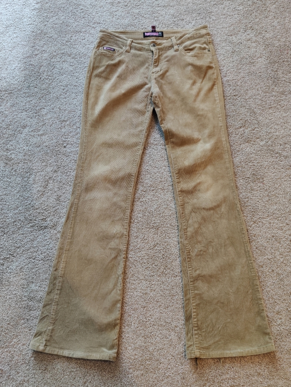 Vintage Bubblegum Beige Corduroy Flared Pants. Soft & Comfy  Junior 7/8
